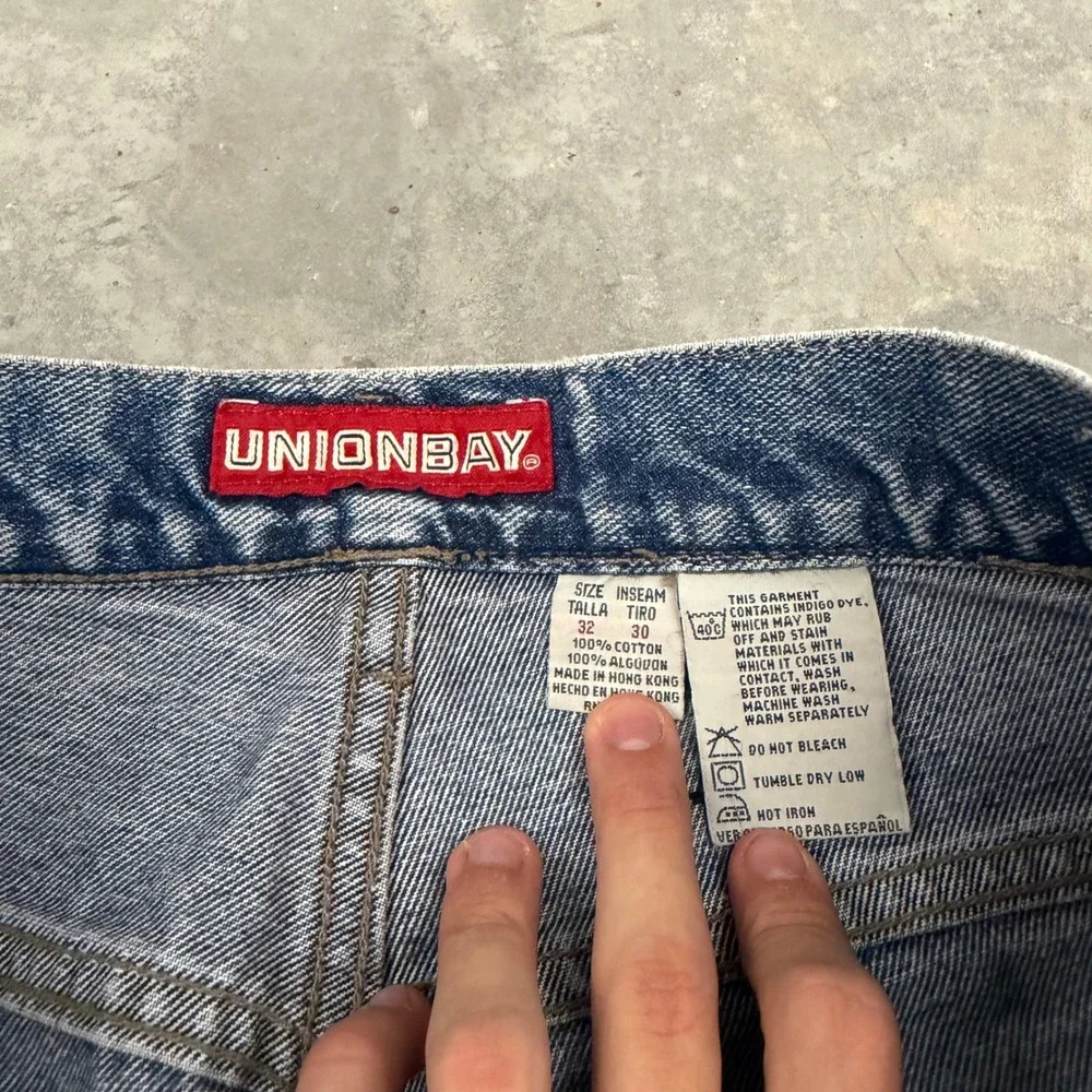 90s Men Unionbay Side Zip Wide Leg Skater Denim Jeans 32x30